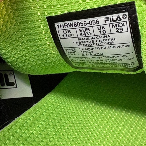 Fila Memory Workshift Men 11 4E Extra Wide Grey Lime Green Running Shoe 1HRW8055 main image 4